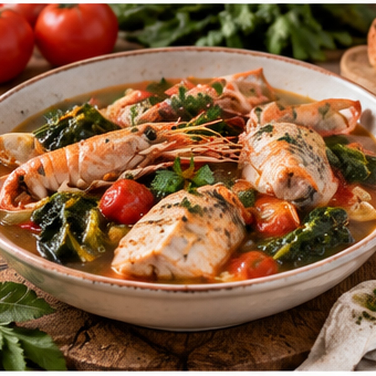 Brodo di pesce con verdure