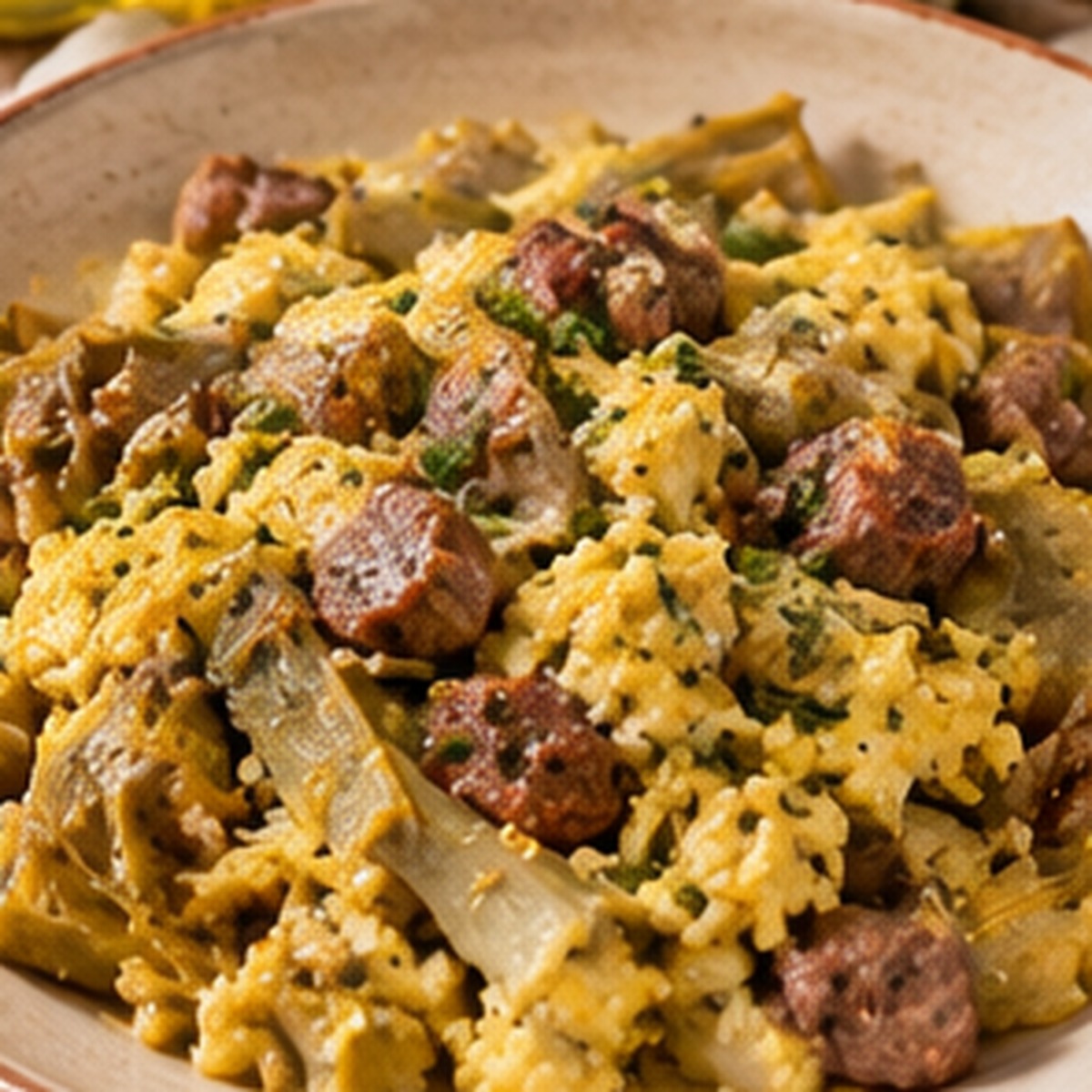 Lampacioni con uova e salsiccia
