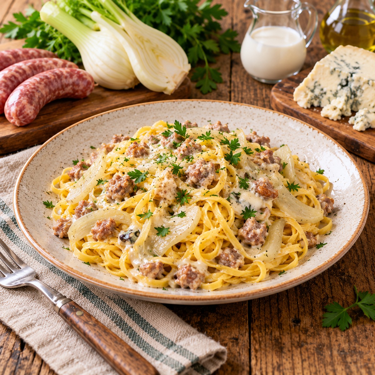 Tajarin con salsiccia e finocchi
