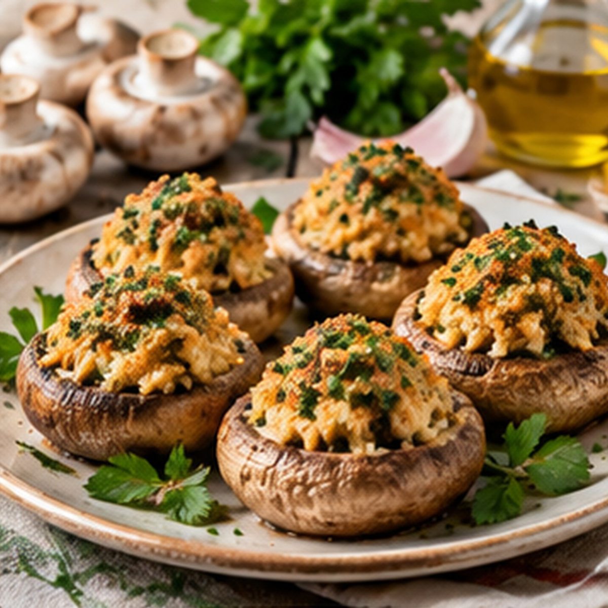 Funghi ripieni gratinati