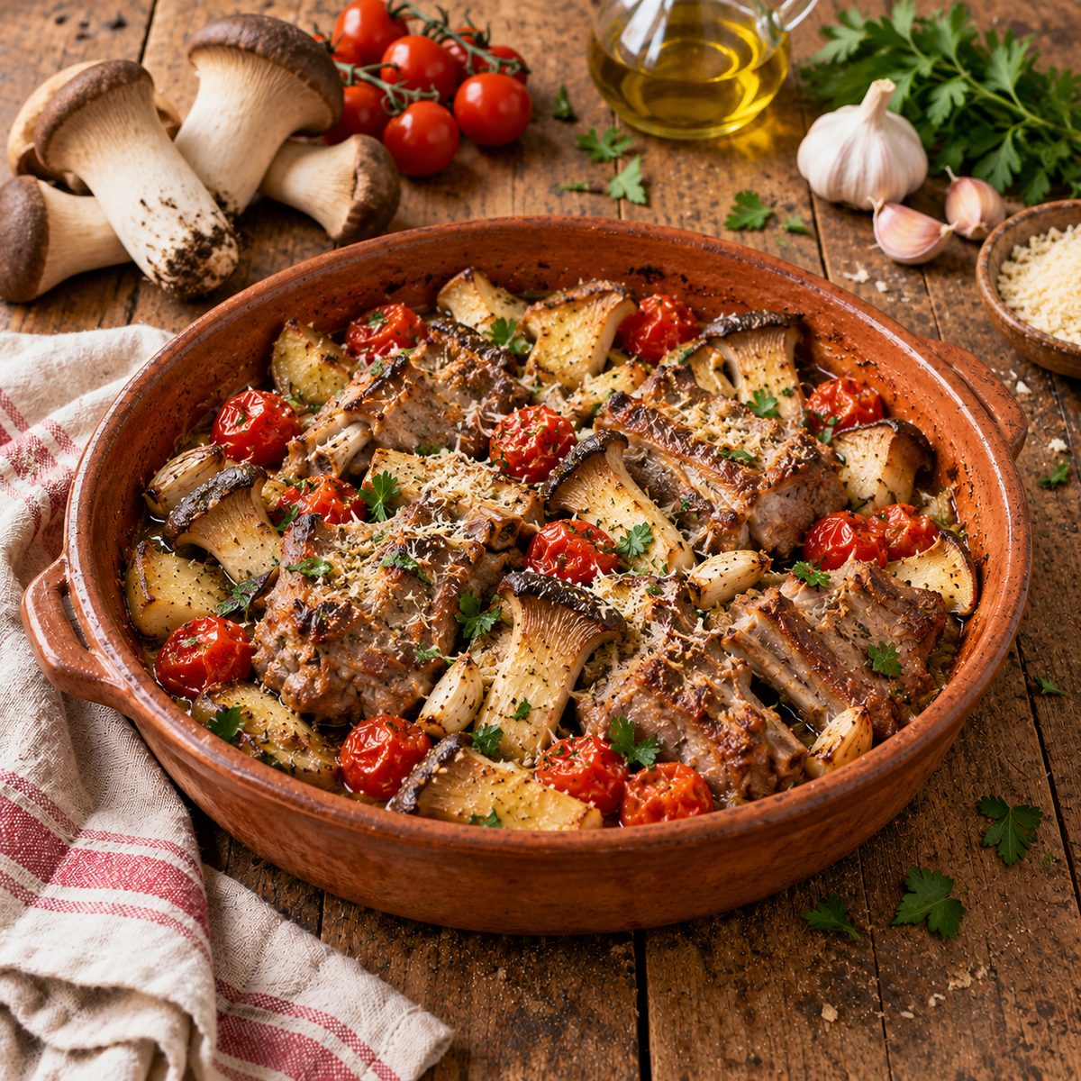 Agnello e funghi cardoncelli