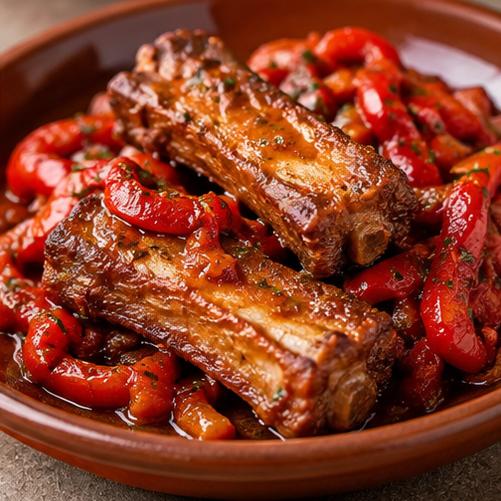 Costine di maiale con peperoni