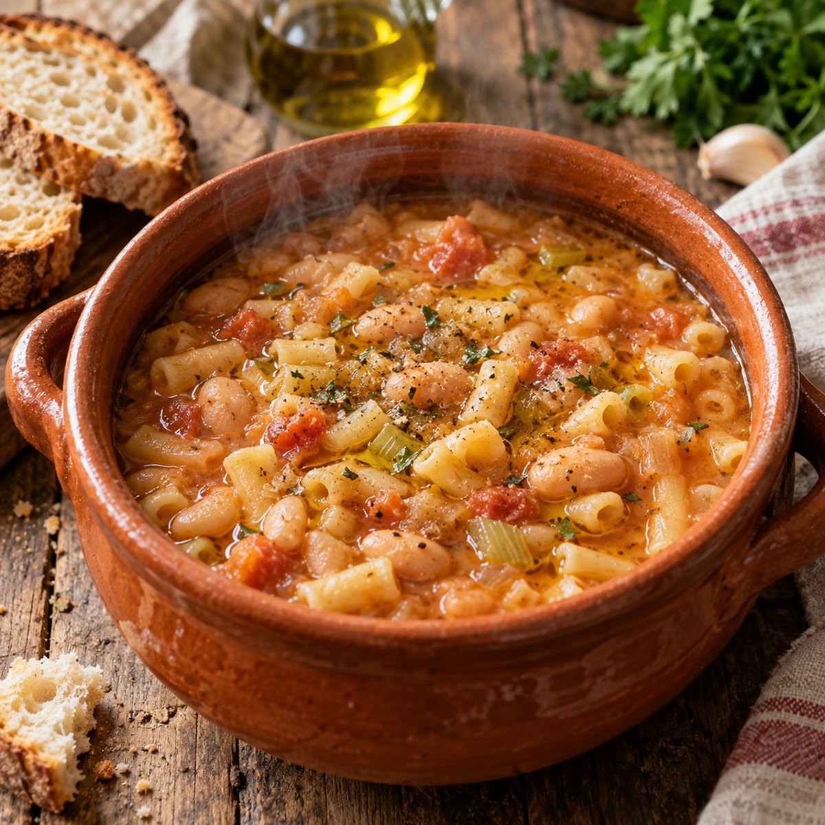 Pasta e fagioli in pignata
