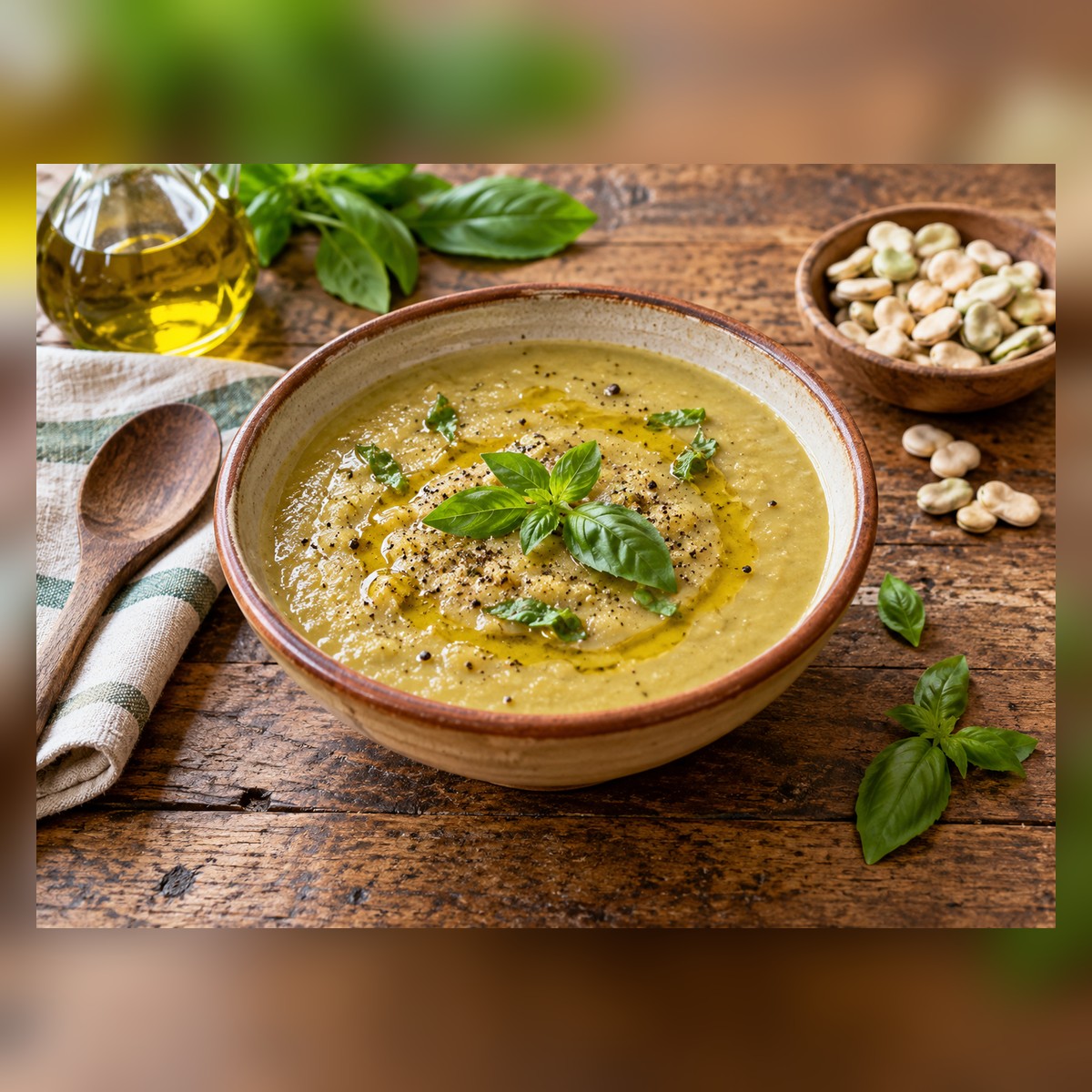 Zuppa di fave al basilico