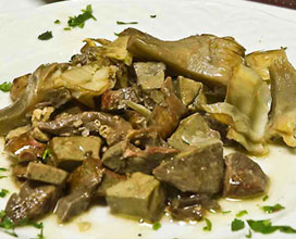 Coratella d'abbacchio con i carciofi