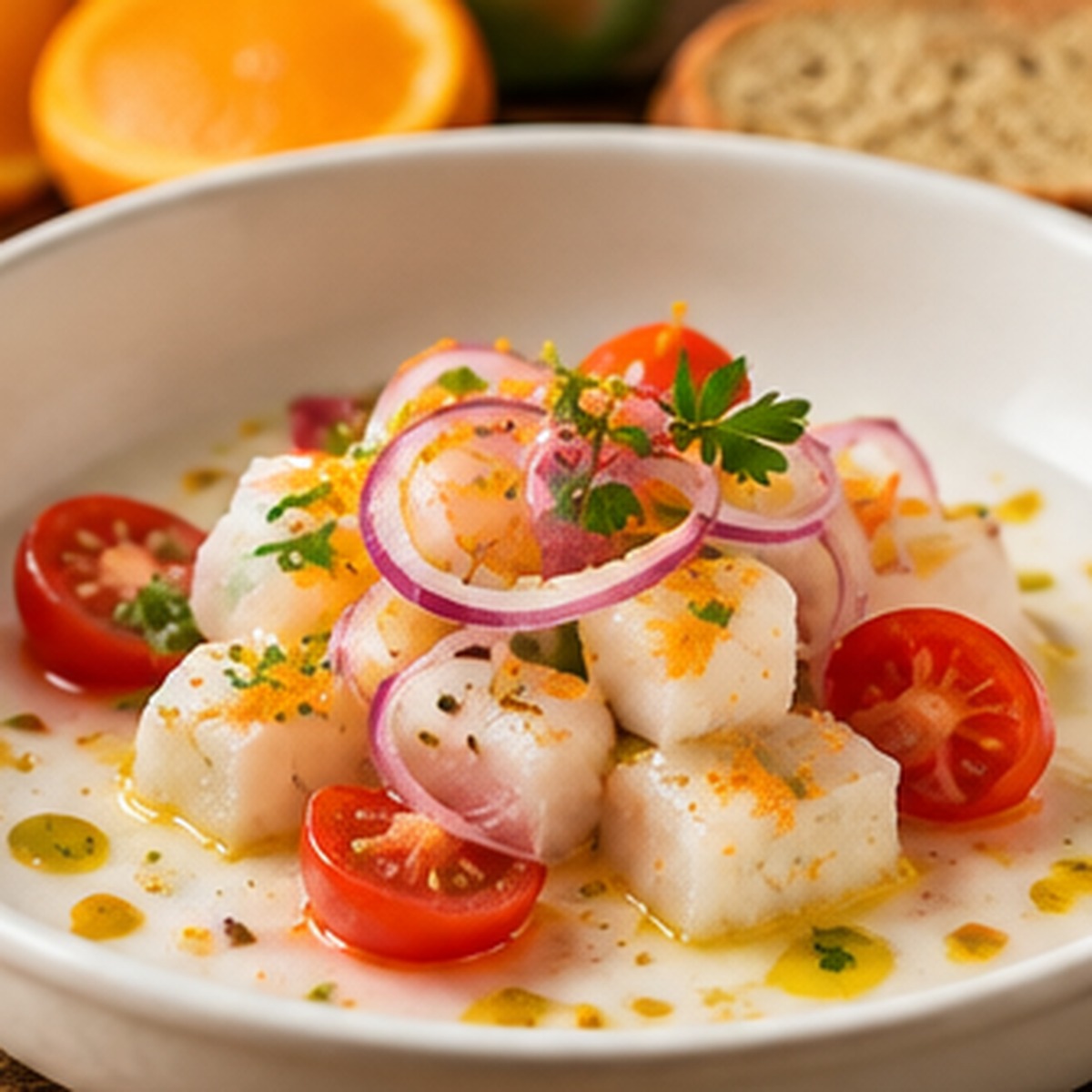 Baccalà crudo con scorze d’arancia