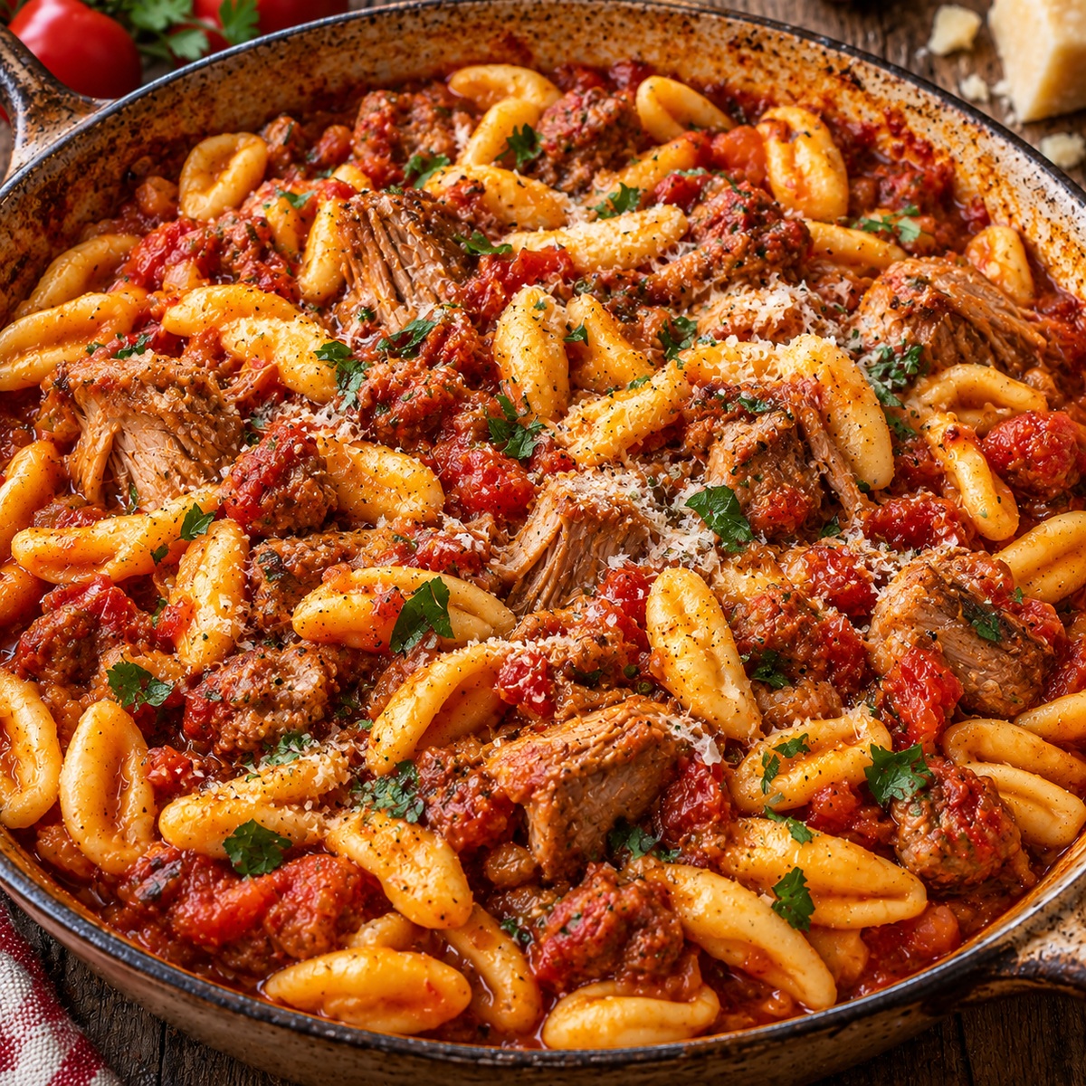 Cavatelli e carne di maiale