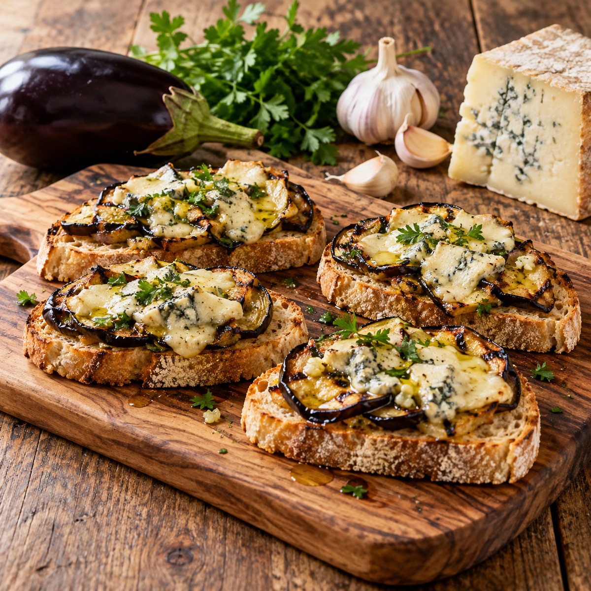 Bruschetta di melanzane e pecorino