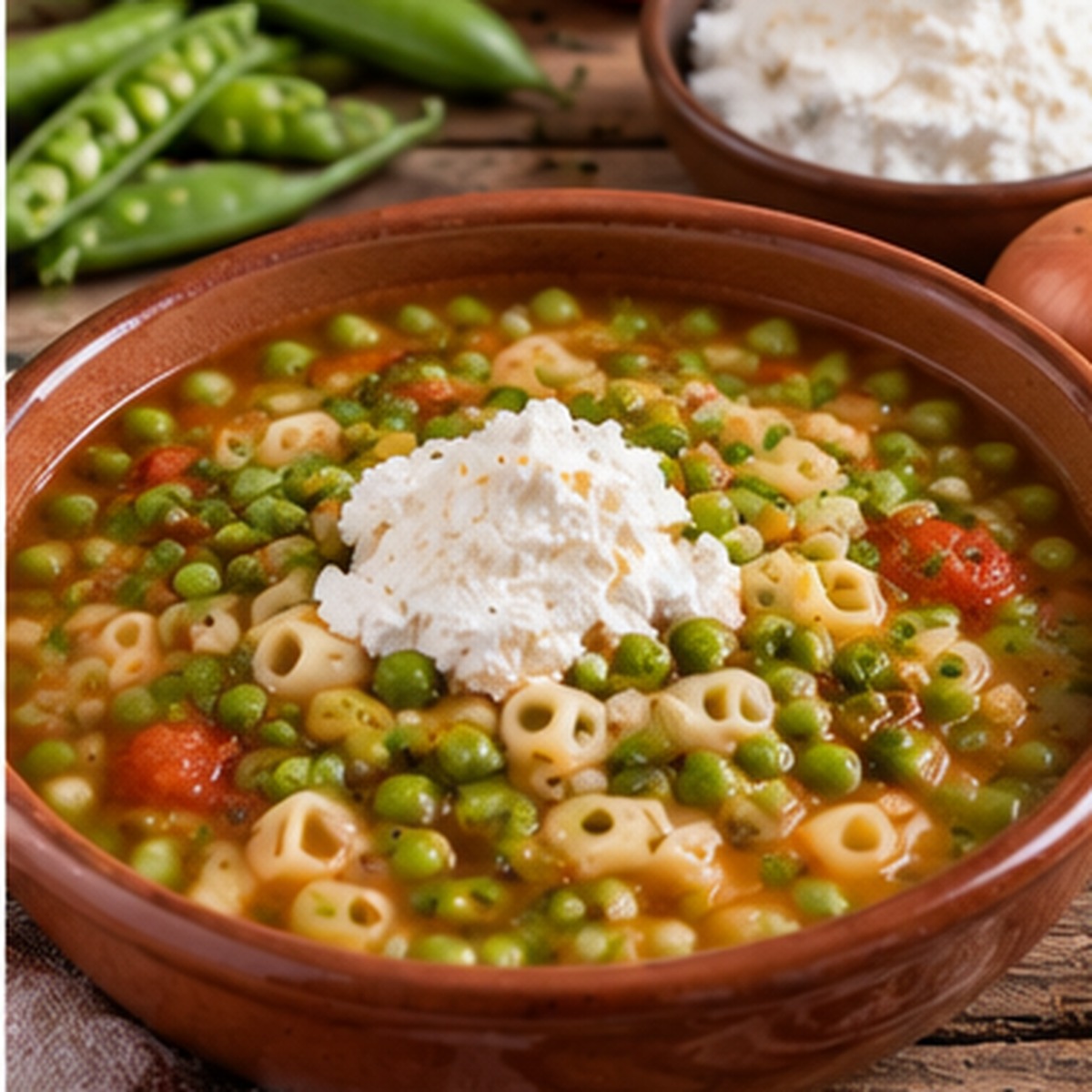 Minestra di piselli e ricotta