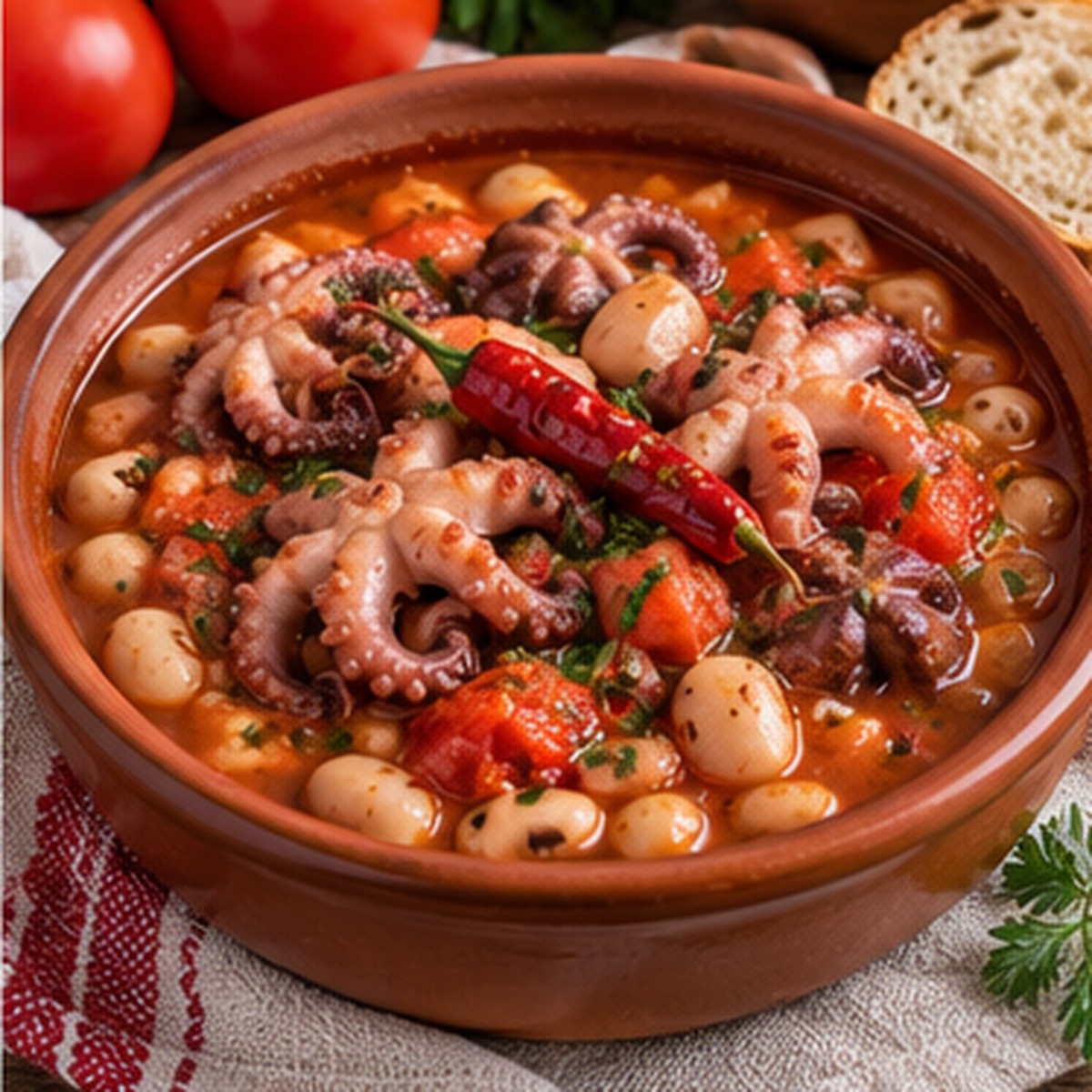 Zuppa di moscardini con fagioli