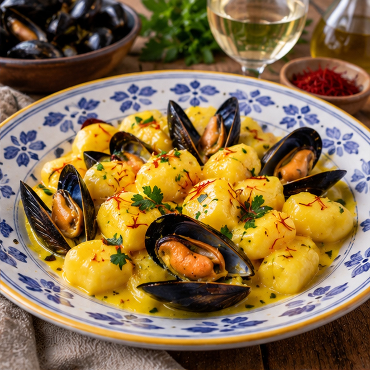 Gnocchi cozze e zafferano