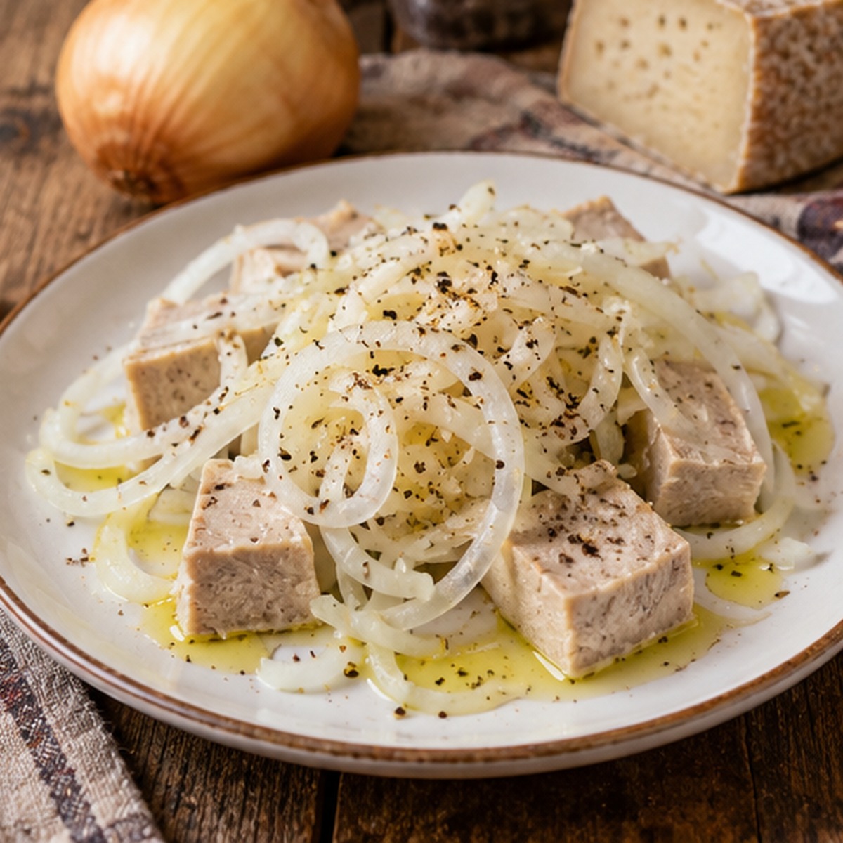 Formaggio grigio e cipolle