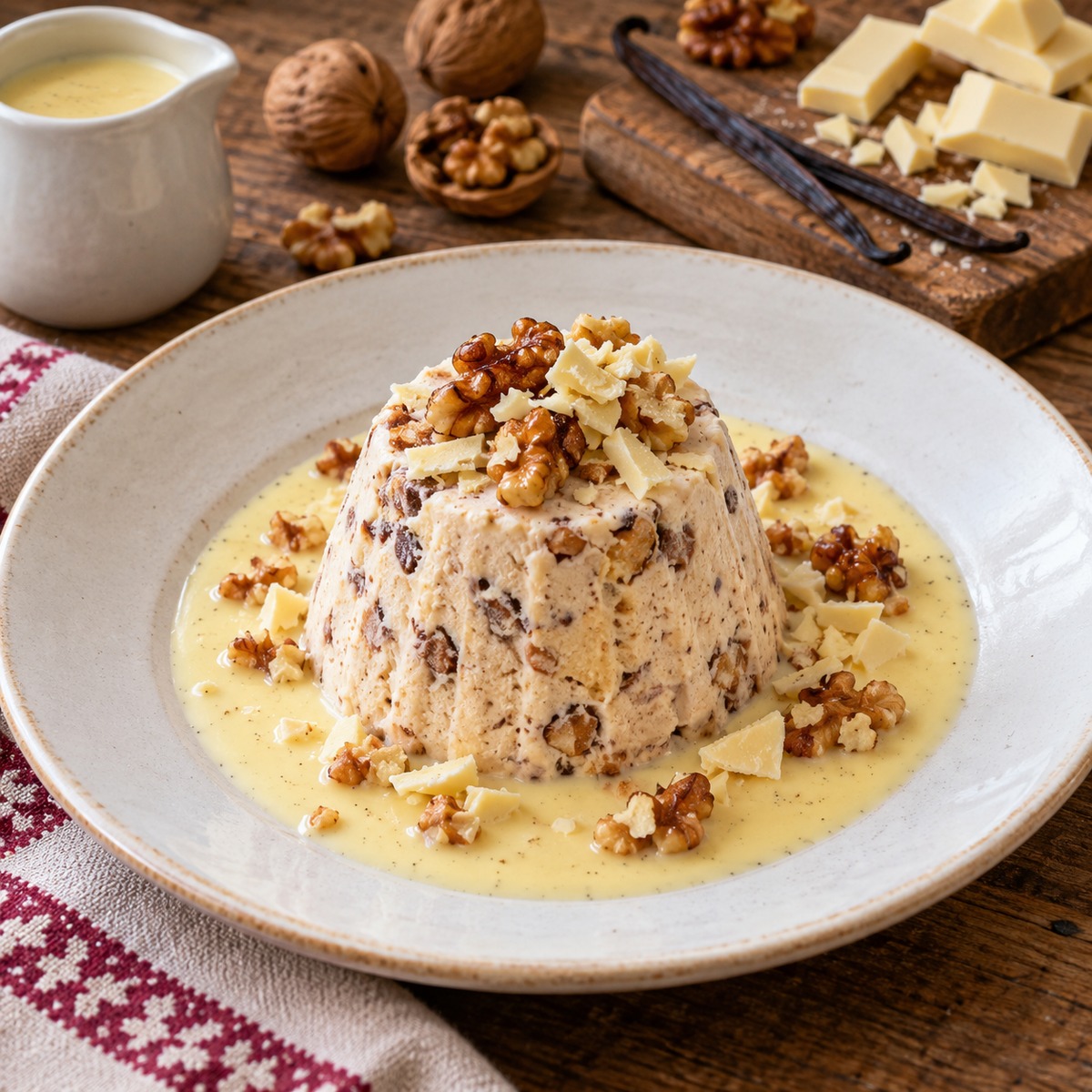 Semifreddo al cioccolato con salsa alla vaniglia