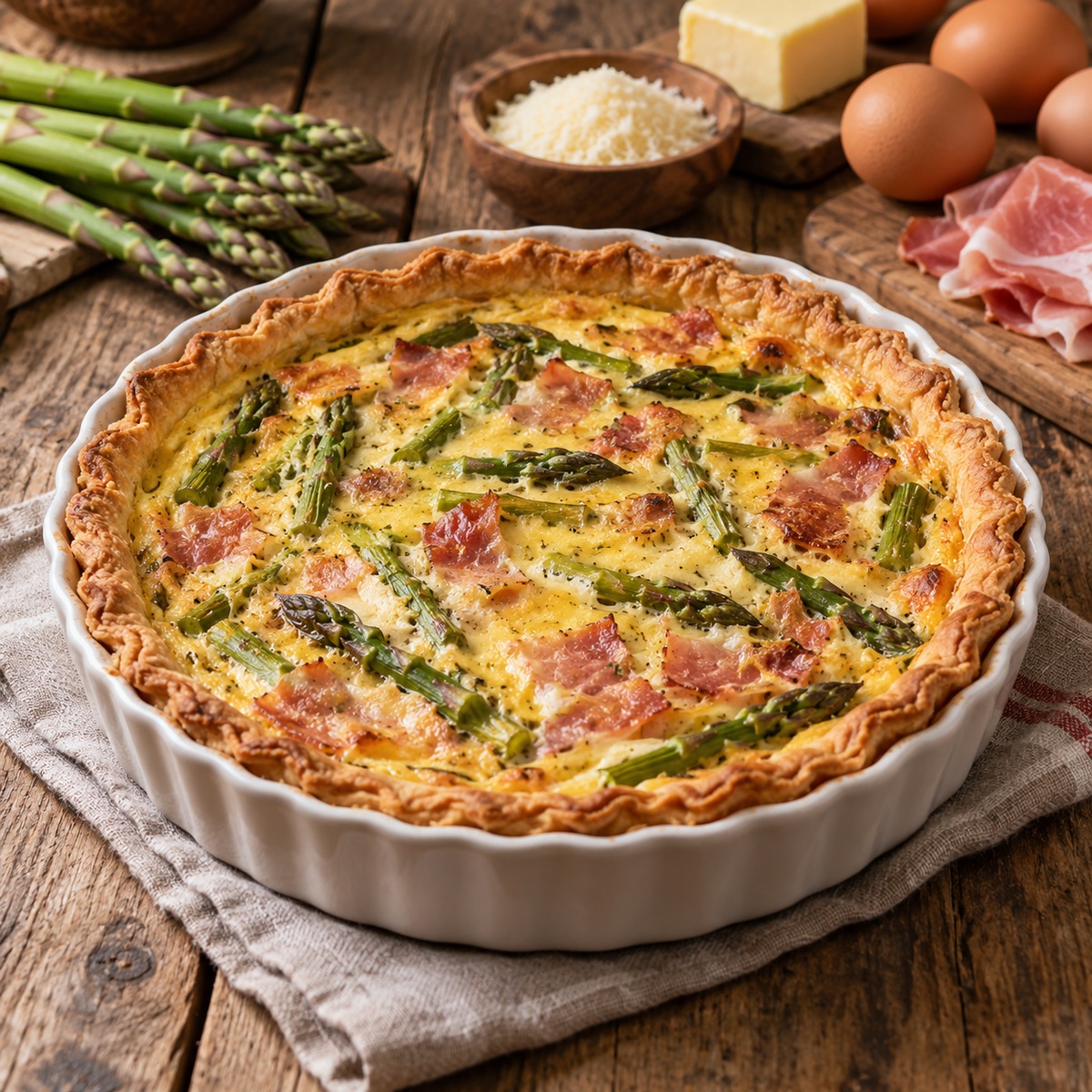 Tortino di asparagi al prosciutto di Praga