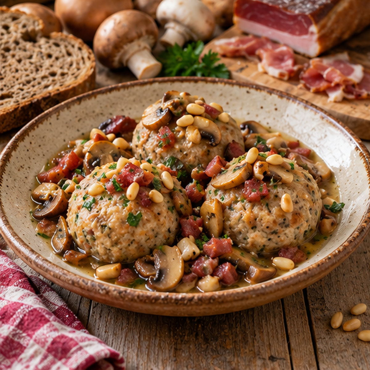 Canederli speck e funghi