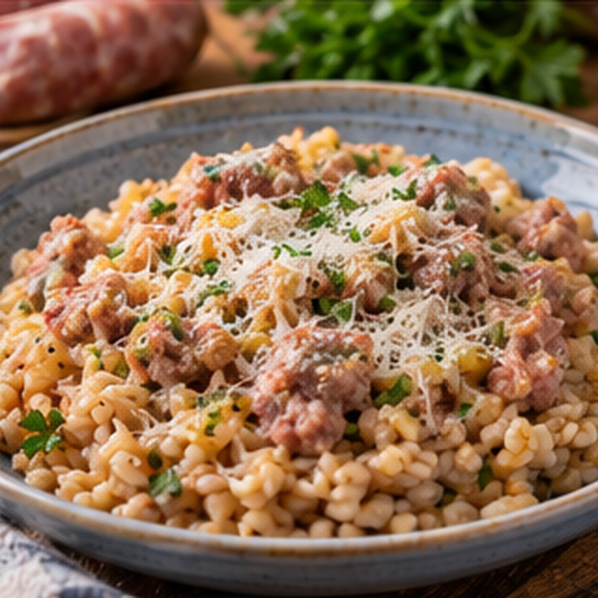 Orzotto alla salsiccia