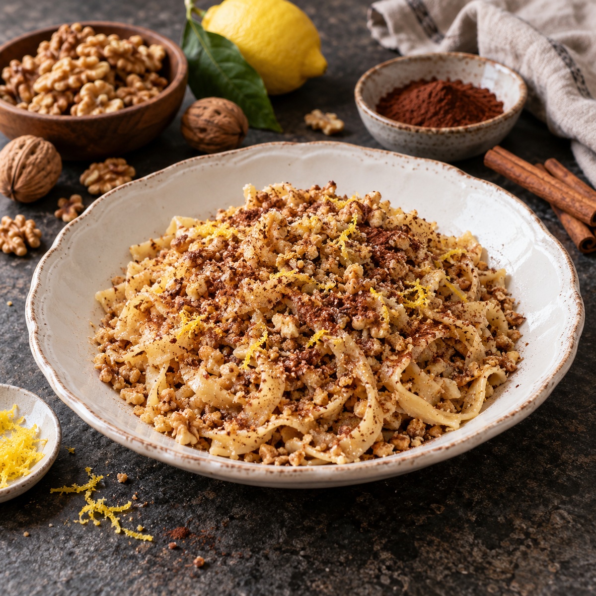 Maccheroni dolci con le noci