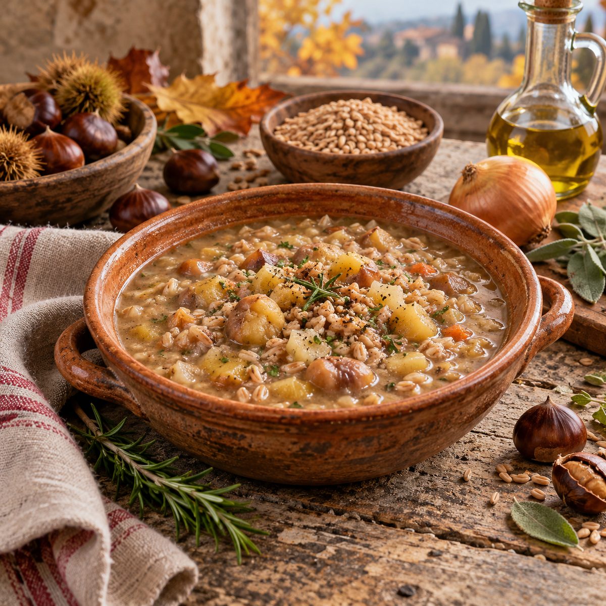 Zuppa di farro e castagne