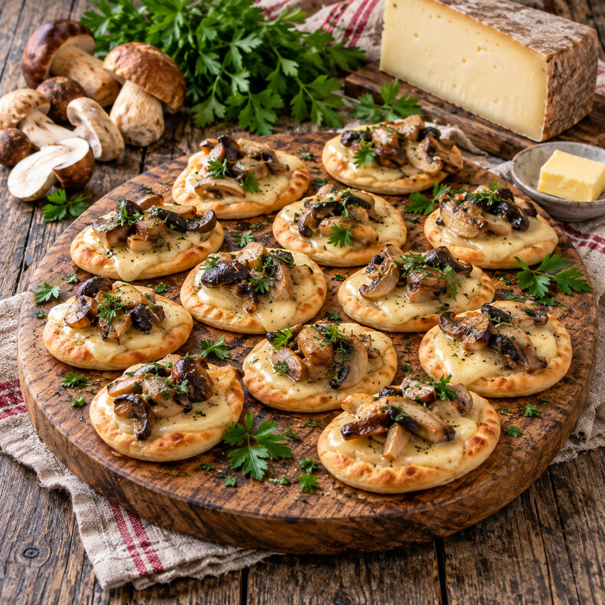 Spianatine con funghi e fonduta di fontina