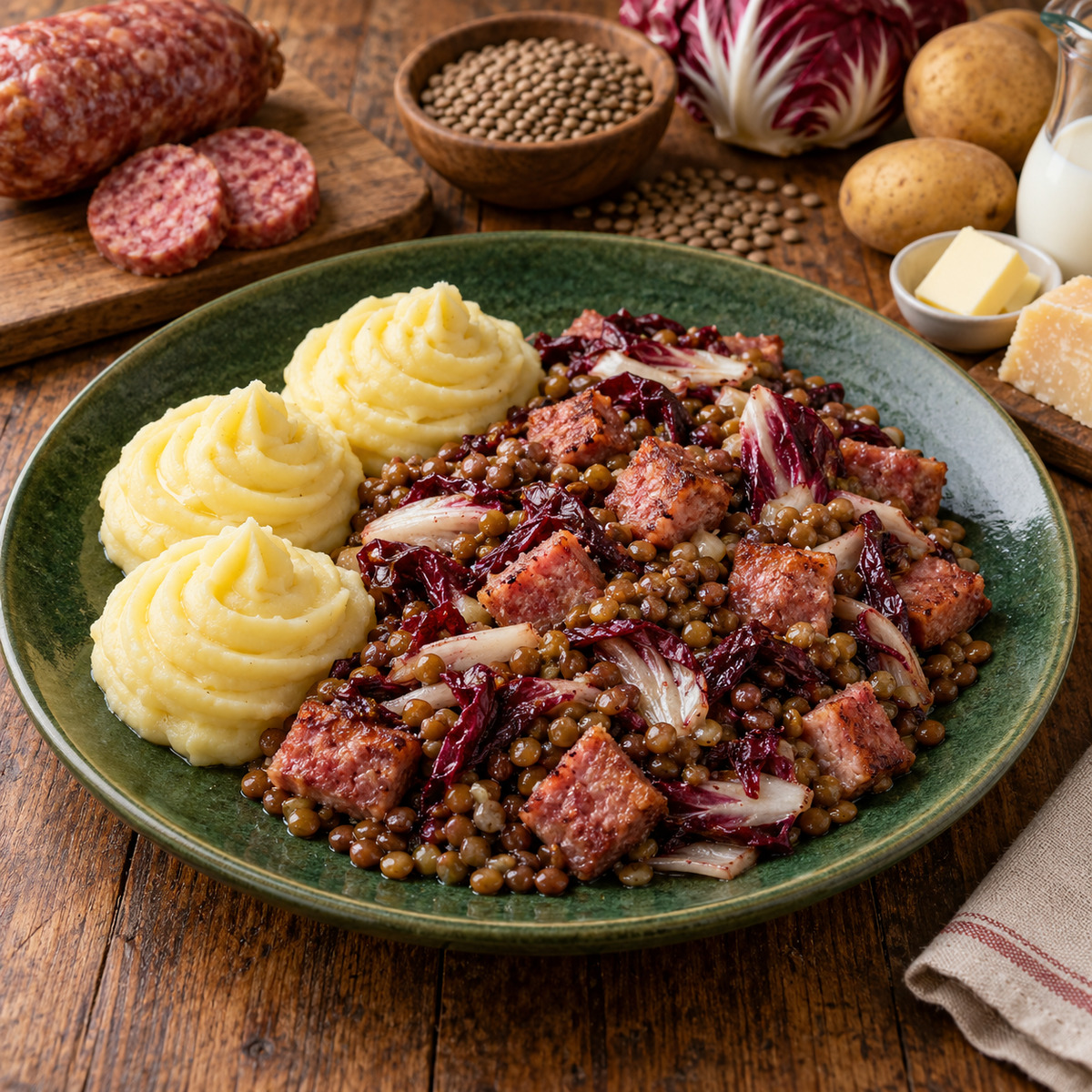 Cotechino, lenticchie e radicchio