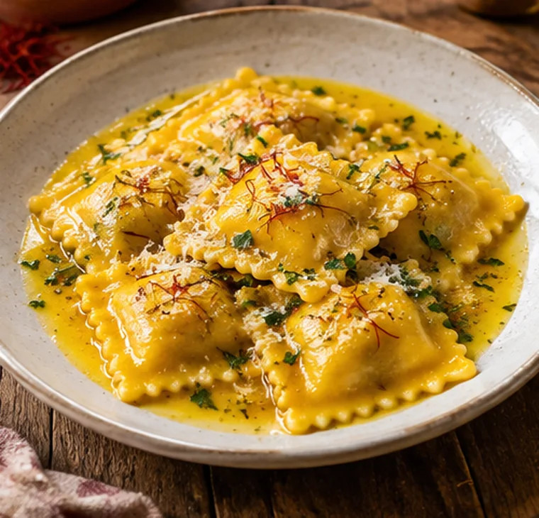 Immagine illustrativa di Ravioli di agnello allo zafferano
