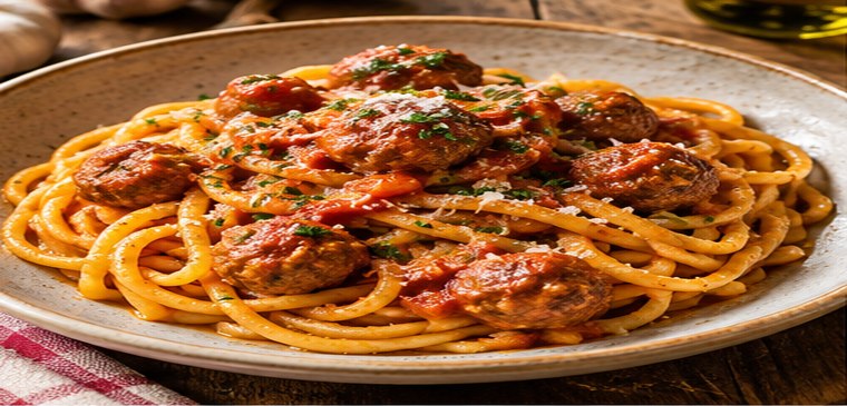 Illustrazione editoriale di Polpette di pane al sugo