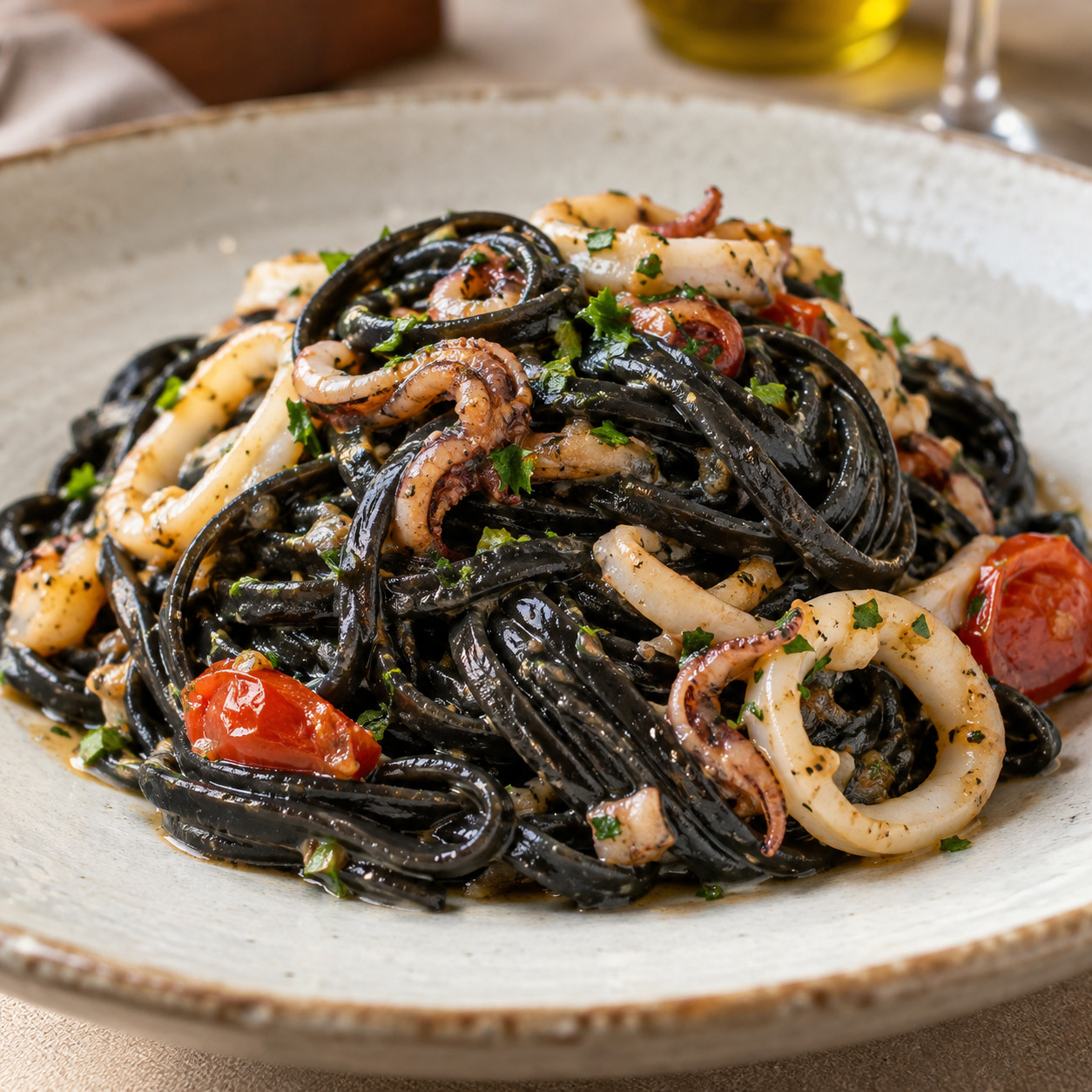 Trenette al nero di seppia