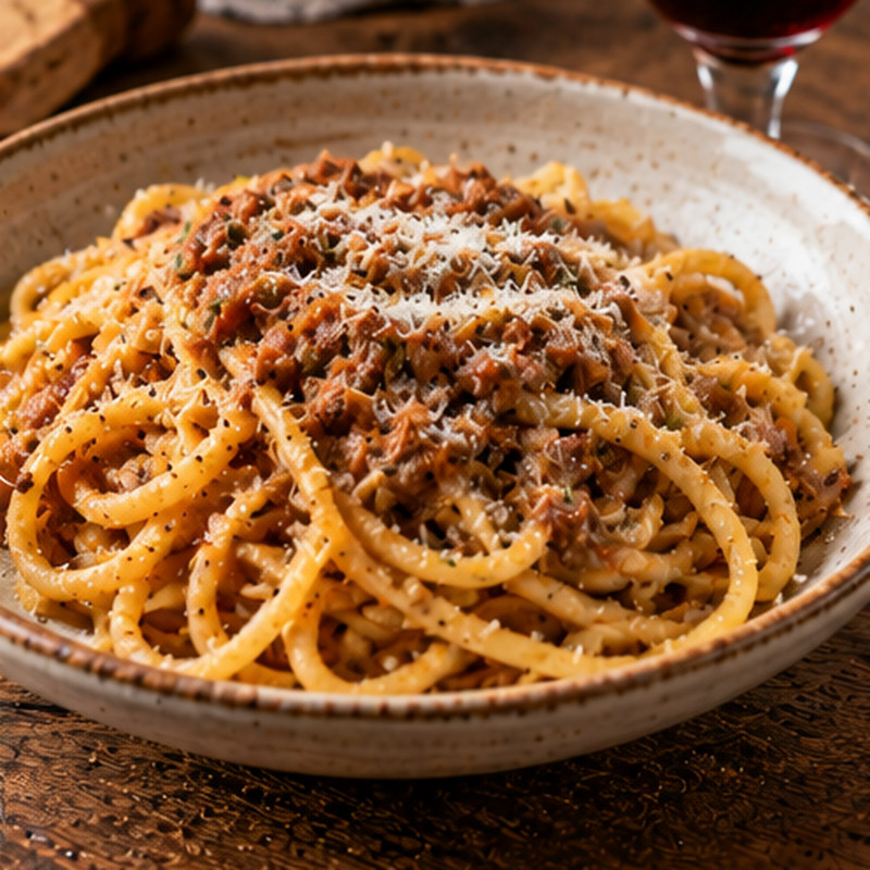 Fotografia illustrativa della preparazione: Pasta al ragù di carne