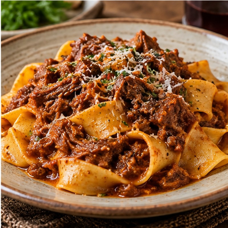 Fotografia illustrativa del piatto Pappardelle al ragù di cinghiale