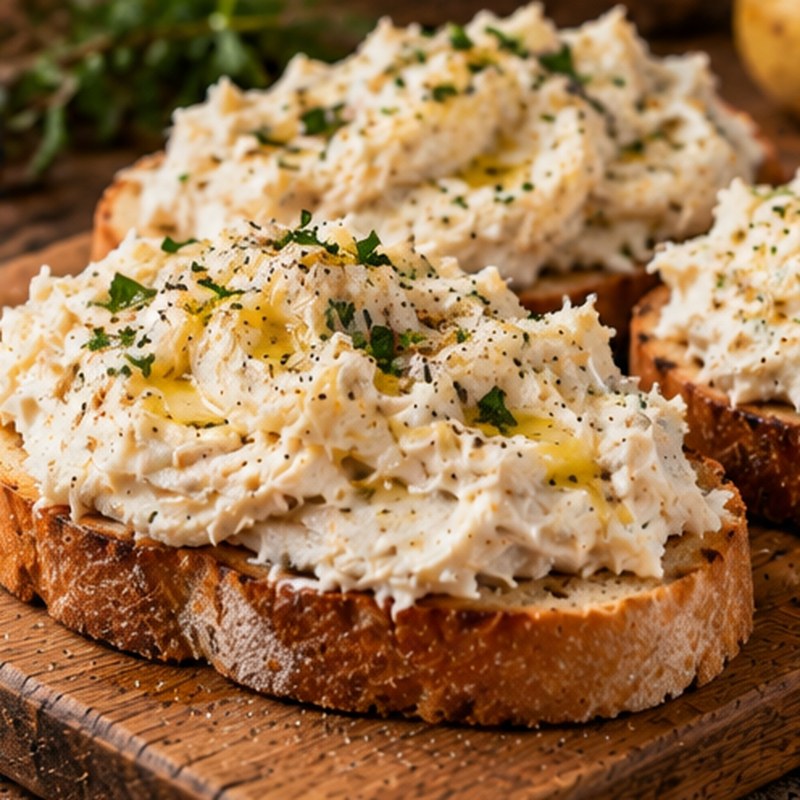 Fotografia illustrativa della preparazione: Baccalà mantecato sui crostini