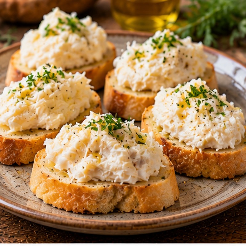 Fotografia illustrativa della preparazione: Crostini con baccalà mantecato