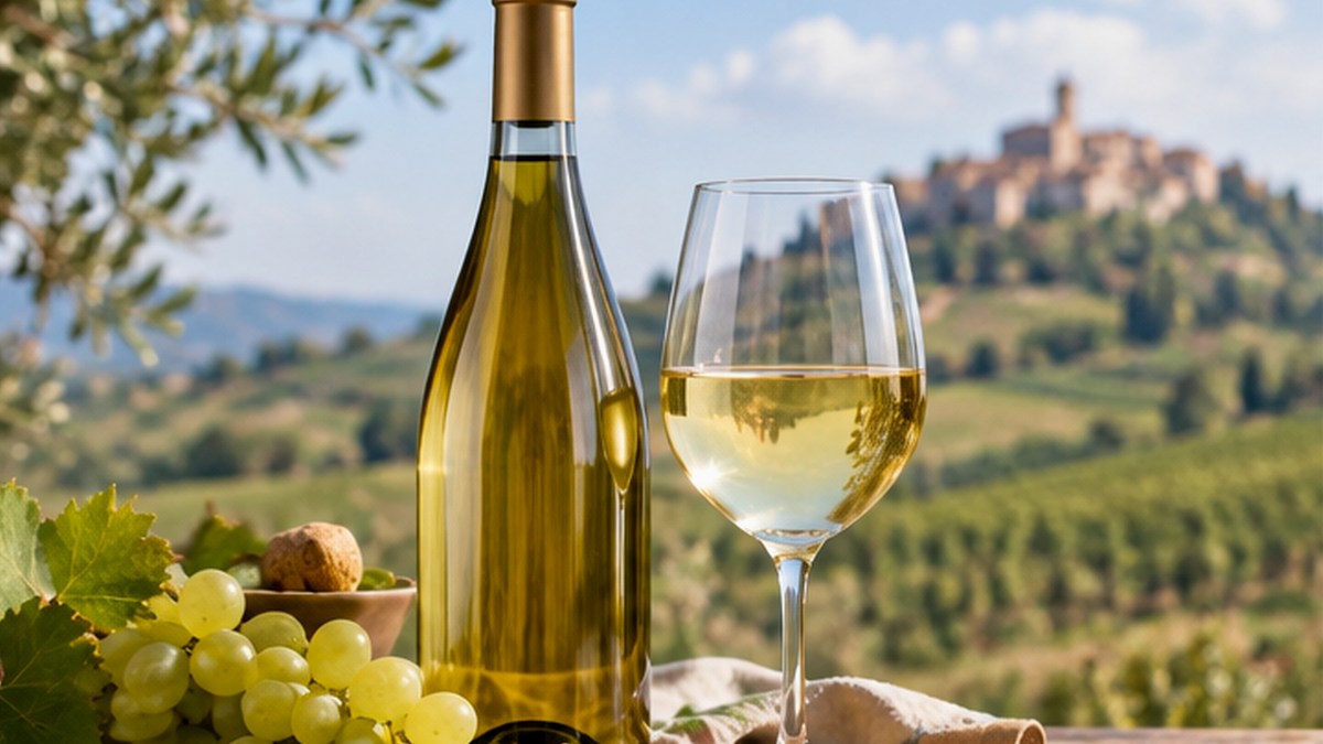 Calice e bottiglia ispirati a Trebbiano d’Abruzzo Riserva