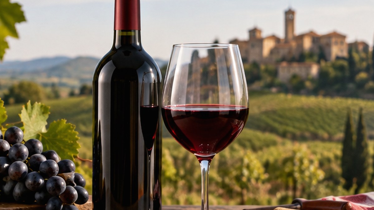 Calice e bottiglia ispirati a Colli Piacentini Barbera