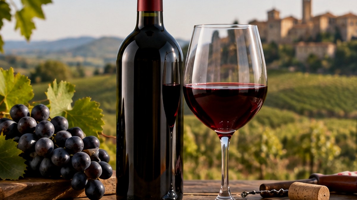 Calice e bottiglia ispirati a Romagna Sangiovese Superiore