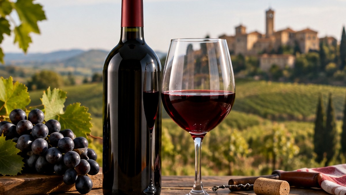 Calice e bottiglia ispirati a Romagna Sangiovese