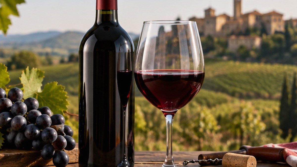 Calice e bottiglia ispirati a Botticino Rosso