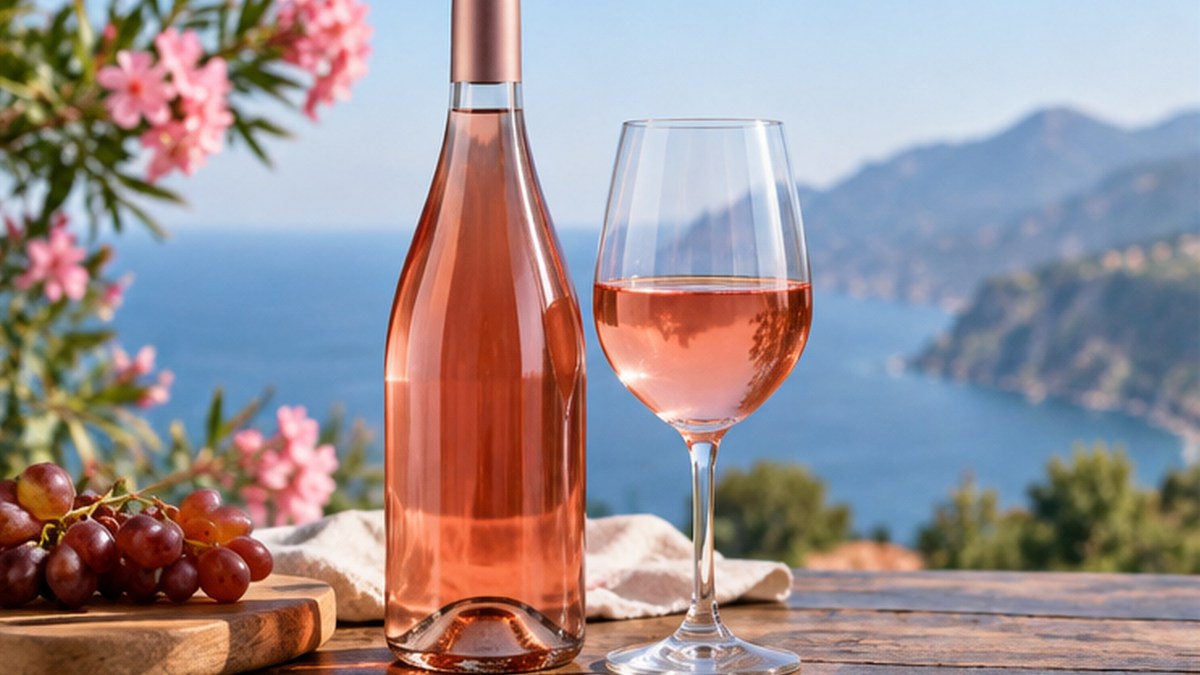 Calice e bottiglia ispirati a Valtènesi Chiaretto