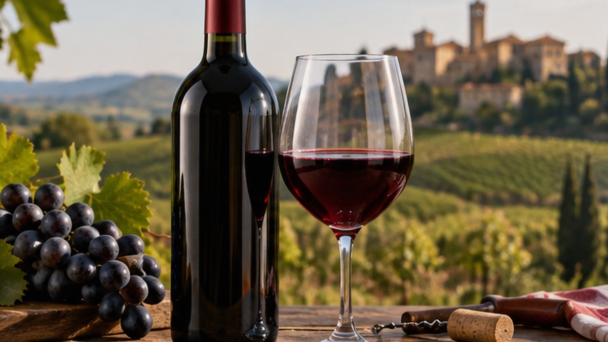 Calice e bottiglia ispirati a Conero Riserva