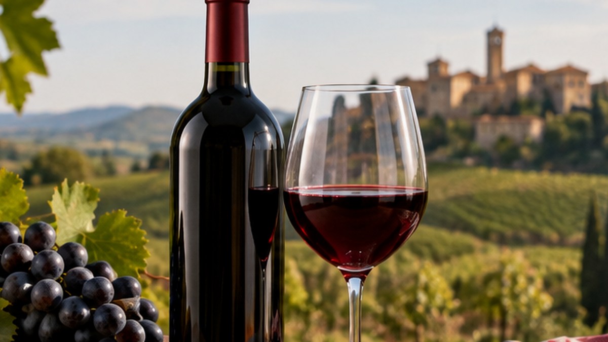 Calice e bottiglia ispirati a Offida Rosso
