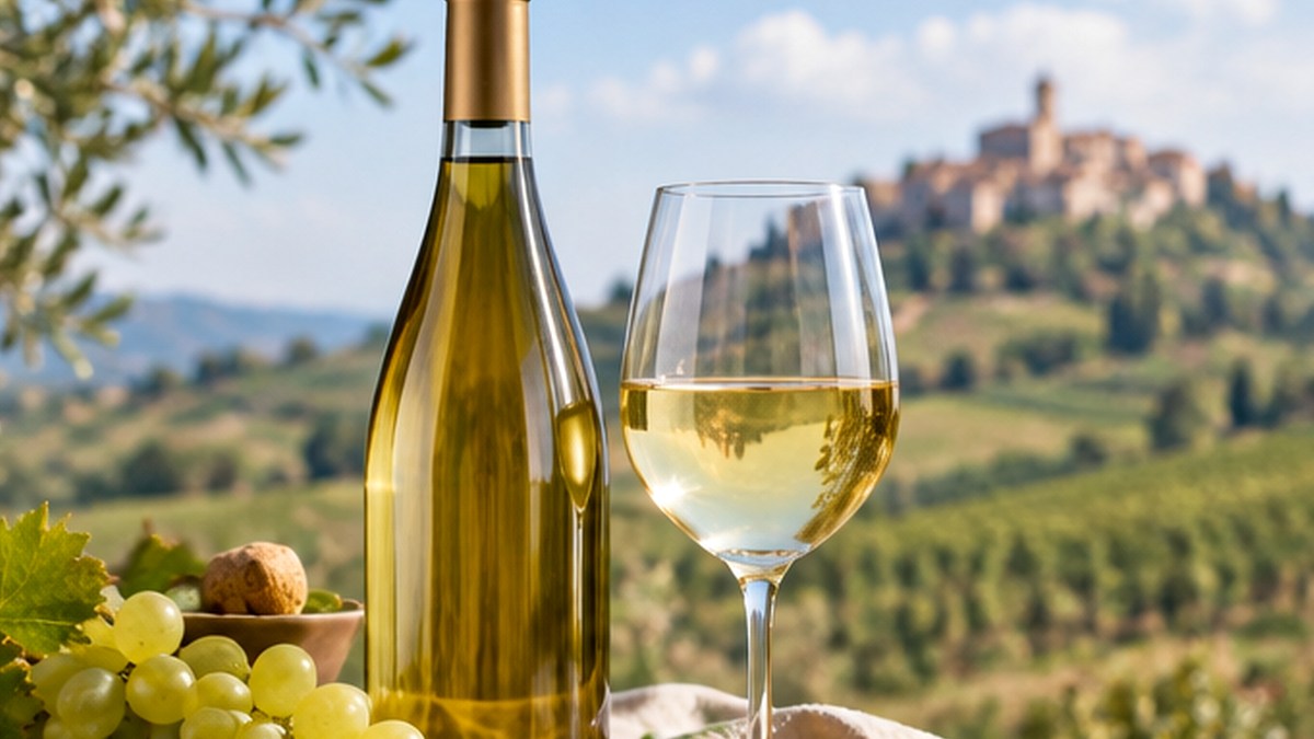 Calice e bottiglia ispirati a Gravina Bianco