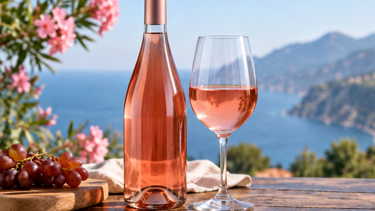 Calice e bottiglia ispirati a Negroamaro Rosato