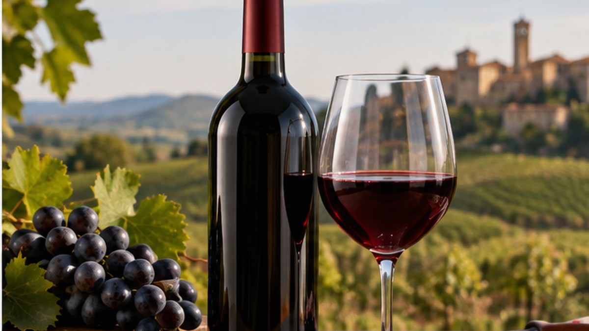 Calice e bottiglia ispirati a Alto Adige Lagrein