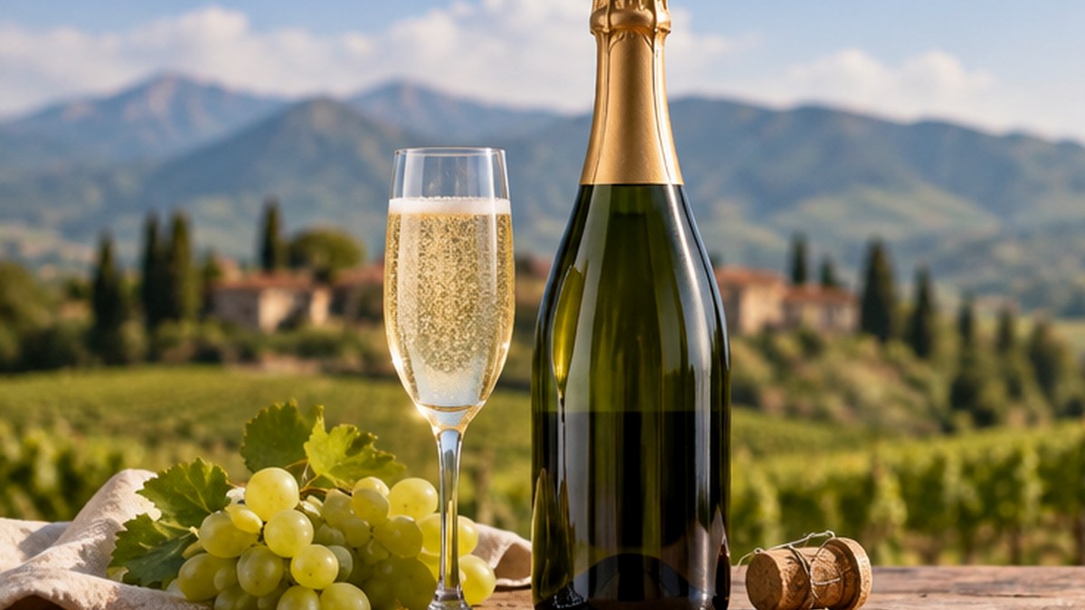 Calice e bottiglia ispirati a Lessini Durello